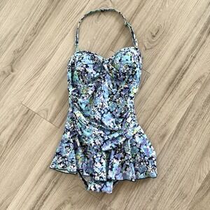 Shore Shapes Swimwear One Piece With Skirt Womens 8 Retro Pinup‎ Resort Beach